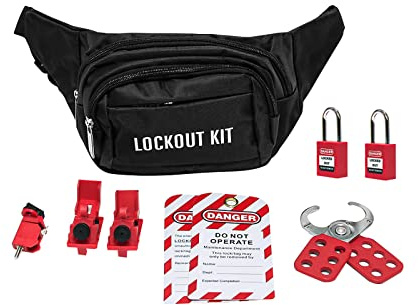 Lockout Tagout Kit Electrical Loto - Lock Out Picking Training Kits for OSHA Compliance, Big Easy Lock Out Tag Out Set with Lockout Tags, Breaker Lockouts, Safety Padlocks, Lockout Hasp, Pocket Bag