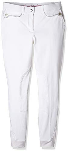 HKM Erwachsene Reithose-Venezia Eva Flap-Stoff-Kniebesatz1200 weiß44 Hose, 1200 weiß, 44