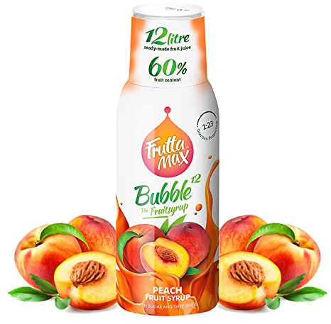 FruttaMax - Concentrado de jarabe de frutas | Menos azúcar | con un 60% de contenido de fruta | adecuado para máquina de refrescos 500ml (Durazno)