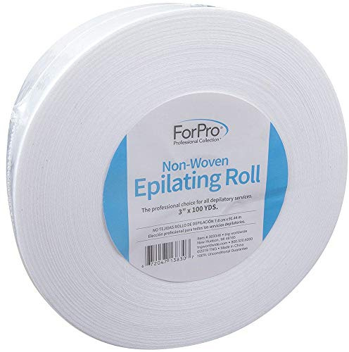 ForPro Non-Woven Epilating Roll for Body and Facial Hair Removal, Tear-Resistant, Lint-Free, 3” x 100 Yards, White