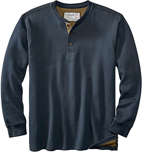 Legendary Whitetails Mens Henley Long Sleeve Thermal Heavyweight Shirt, Navy, LRG