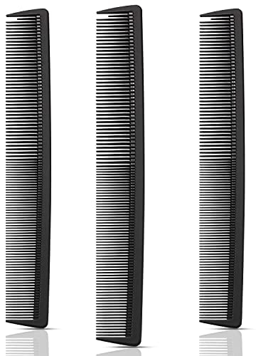 3 Stücke Karbon Fiber Haar Schneide Kamm Fein- und Standardzahn Haarkamm Antistatische Hitzebeständige Kämme Schwarzes Friseur Styling Kämme für Männer Frauen Haus Salon Haarstyling Pflege
