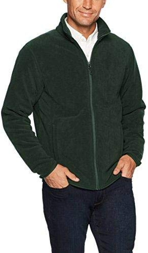 Amazon Essentials Herren Fleecejacke mit durchgehendem Reißverschluss (in Big und Tall erhältlich), Tannengrün, L