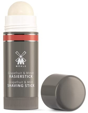 MÜHLE Rasierseifenstick - schäumende Rasierseife mit Grapefruit & Minze für alle Hauttypen - fruchtig & belebend - 35 g