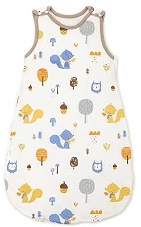Baby Circle® Babyschlafsack, Bio Schlafsäcke 100% Baumwolle, tragbare Babydecke, Schlafsack für Babys, Wickelsack für Kleinkinder, Neugeborene, Säuglinge, Mädchen, Jungen (Eule | Squirrel, 100 cm)
