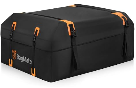 BAGMATE 430 L (15 CU. Pi), Sac de Toit de Voiture étanche de qualité Militaire - Galerie de Toit - 15 Pieds Cubes/avec 4 Crochets de Porte, Fermeture éclair, Sangle supplémentaire