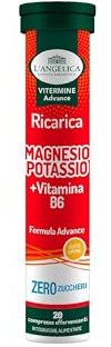 L'Angelica Vitamine e Sali Minerali, Magnesio e Potassio + Vitamina B6, Ricarica, Gusto Limone, Zero Zuccheri, 1 Confezione da 20 Compresse