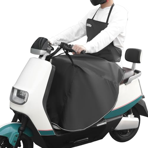 Favoto Housse pour Jambes de Scooter Universelle d'hiver avec Pochette pour Téléphone, Bande Réfléchissante, Protection Contre Pluie Vent pour Véhicules à Deux Roues à Pédales, Noir