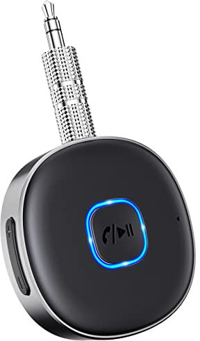 Mohard Car Bluetooth AUX Adapter, Mini Bluetooth 5.3 Receiver for Home Stereo/Speaker/Wired Headphones, BluetoothCar Adapter AUX, Hi-Fi Receivers Amplifiers, Hands-free, Dual Connection, 16H Playtime