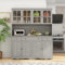 Caldion Küchenschrank mit 8 Türen,Moderner Küchenbuffet Küchenschränke mit Arbeitsplatte,Buffetschrank mit Schubladen und Verstellbaren Einlegeböden für Esszimmer Küche,140x45x187cm