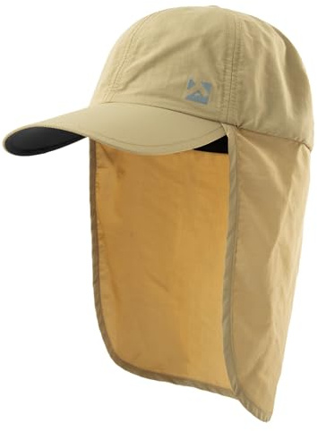 TOP-EX XL/XXL Waterproof Baseball Cap Mens with Neck Flap, UV Protection Sun Hats Women, Foldable Summer Hats Safari Hiking Outdoor Hat Breathable Adjustable Khaki L/XL