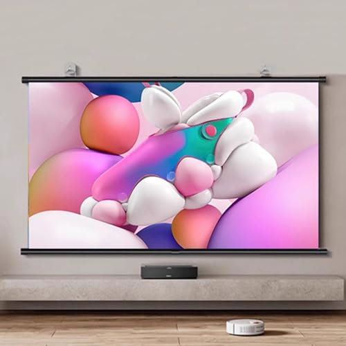 RTVGNSZSJL 60 Inch 72 Inch Pull Down Projector Screen HD 4K Manual Projection Screen Hanging Home Theater Movie Screen, Easy Roll Up(60inch/16:9)