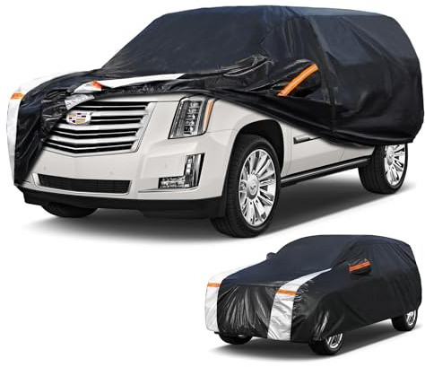 Cotryvox Large SUV Car Cover for Cadillac Escalade 100% Waterproof All Weather, Heavy Duty Outdoor Full Exterior Covers Rain Sun Wind UV Protection.