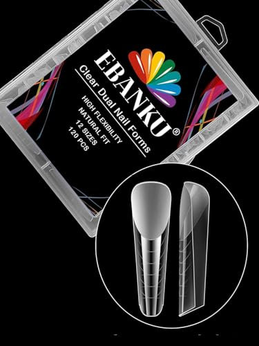 EBANKU Faux Ongles Capsule Ongles Acrylique,120PCS Unghie copertura completa Punte per Unghie in Acrilico Strumenti per l'estensione delle Unghie Forme per Unghie per Nail Aart, con Scala Graduata