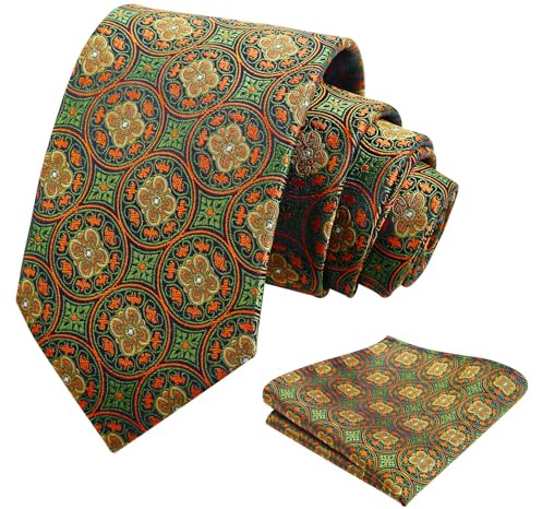 Alizeal Cravate et mouchoir de poche pour homme Motifs géométriques réguliers