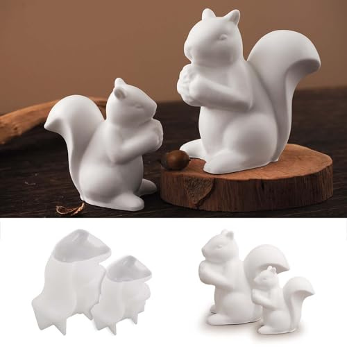 Lot de 2 moules en silicone en forme d'écureuil, Treabear, moules à bougies pour couler des écureuils, pour verser une pomme de pin, moules en silicone, moules à bougie en silicone