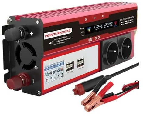 Convertisseur Onduleur 4000W 3000W pour Camping-Car Transformateur DC 12V vers AC 220V 230V avec 4 Prises USB UE Et Affichage LED Onduleur Puissance(3000W)
