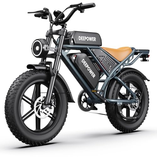 DEEPOWER Bici Eléctrica, 20'' x 4.0 Fat Tire EBike con 48V 20/35/60Ah Batería Extraíble, 25KM/H, Suspensión Doble, Display LCD e Lámpara Doble, 7 Velocità Bicicleta Eléctrica para Adultos