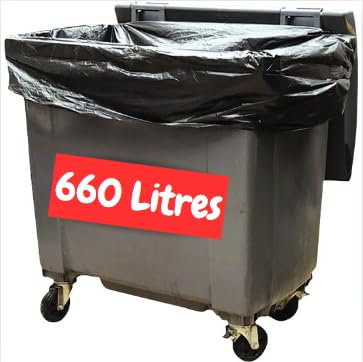 Sac Poubelle 660 Litres X 20 | Housse Protection Conteneur 660L | Sacs Housses 660 Litres Noir | Tous Types Déchets et Ordures | Epaisseur 30µ | Anti Fuites et Anti Salissures