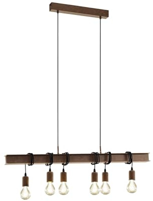 EGLO Pendellampe Townshend, 6 flammige Vintage Pendelleuchte im Industrial Design, Retro Hängelampe aus Stahl in Rostoptik, E27 Fassung