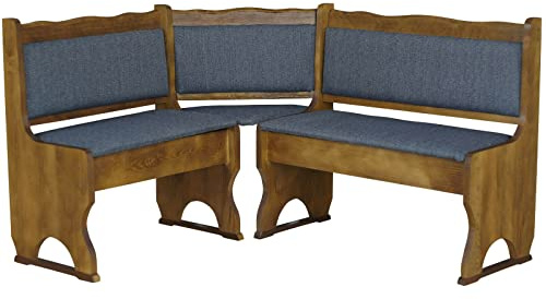 k koma Imbottitura Panca angolare in legno di pino, colore rovere con imbottitura in legno massello – nuovo grigio scuro (140 x 160)