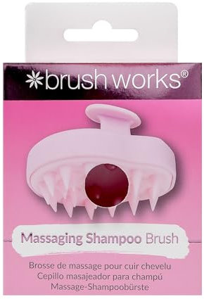 Brushworks Massaging Shampoo Brush (Pink) – Scalp Exfoliator & Hair Care Tool with Soft Silicone Bristles for Removing Build-Up & Stimulating Circulation