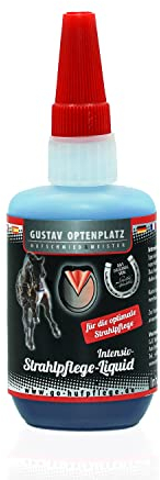 Gustav Optenplatz Premium Intensiv Strahlpflege Liquid, Hufpflege für Pferde bei Strahlfäule, leichtes auftragen, ohne Biozid, Anti Doping (59ml)