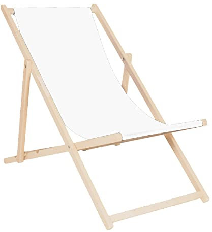 Systafex Premium Relaxliege Liegestuhl Strandstuhl Gartenliege Klappliegestuhl Sonnenliege klappbar (Weiss)