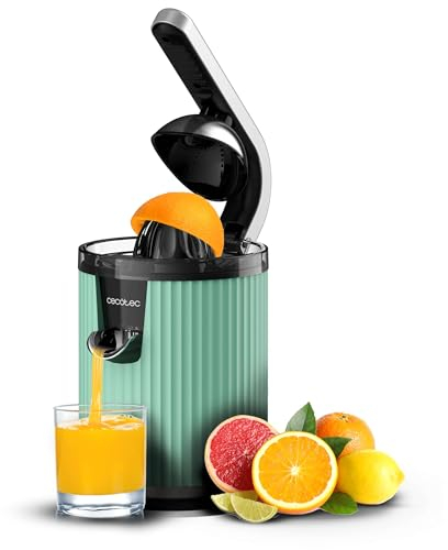 Cecotec Exprimidor Eléctrico de Brazo para Naranjas y Cítricos Xqueeze RetroJuice 600 Green. 600W, Estilo Retro, Filtro de Acero Inoxidable, Cono de Plástico, Palanca para Extraer Pulpa, Antigoteo