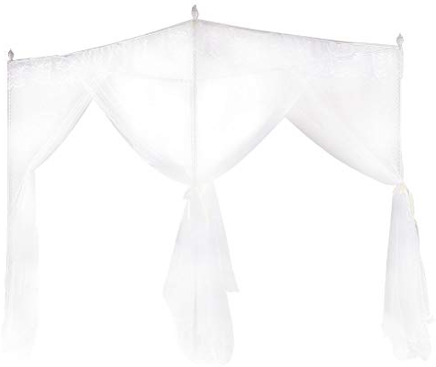 KIMISS Bettvorhang Betthimmel Weiß Polyester Luxus Prinzessin DREI Seitenöffnungen Bettvorhang Baldachin Netting Moskitonetz Bettwäsche (L) (150 * 200 * 200)