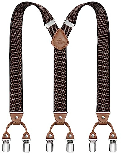 Dresime Hombres Tirantes con Metal Fuerte 6 Clips Y-Back Ajustables Suspenders para Pantalones Heavy Duty