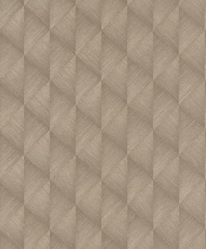 Rasch Tropical House Collection 687934 Non-Woven Wallpaper with Geometric Motif in 3D Look Taupe Gold
