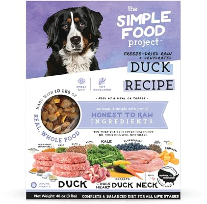 Simple Food Project - Duck Recipe - Freeze Dried Raw Food for Dogs - 48oz