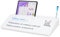 QUEENLINK Glass Desktop Whiteboard with Storage, Small Dry Erase Board with Drawers Desk Whiteboard with Stand Computer Keyboard Stand Organizer for Office Desk Accessories（White）