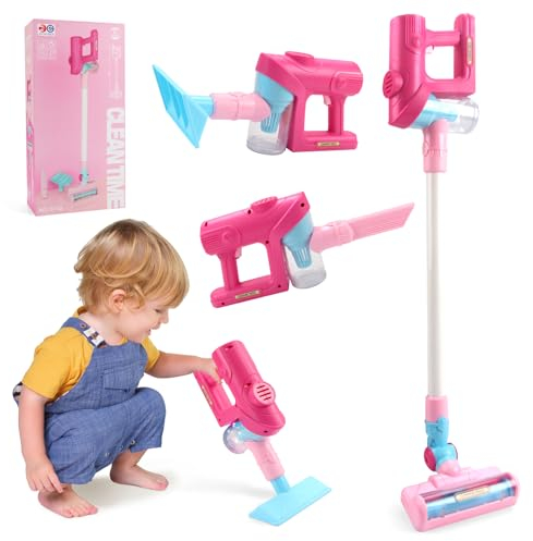 Vacuum Cleaner for Toddlers - Detachable Kids Vacuum Set with Sound Effects - Pretend Role Play Learning Toys for Age 3+ Boys & Girls - Birthday Gift