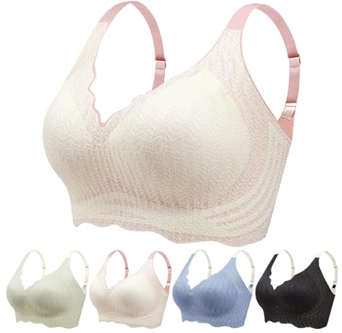 BH Damen Ohne Bügel Push Up Seamless Komfort Sport BH Gepolstert Spitzen Bra Weich Nahtlos Stretch Bustier Mittel Halt Bügelloser Schlaf BH Klassische Komfort Top für Alltag Yoga Damen