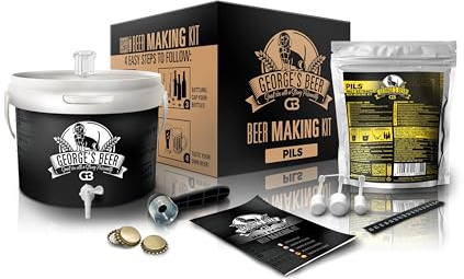 Beer & Wine - Kit Fermentazione George's Beer 5l - Birra Artigianale Fatta in Casa - Kit Malto Fermentazione - Kit per Produzione di Birra - Idea Regalo (Kit con Malto Pils)