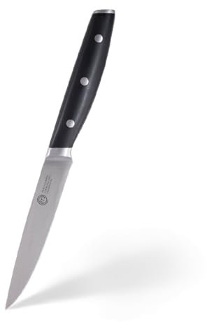 MasterChef Coltello Spelucchino Professionale, Acciaio Inox ad Alto Carbonio, Manici Tripli Rivettati, Codolo Pieno con Bolster, Lama da 12cm