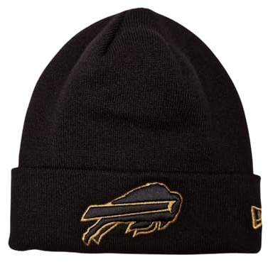 New Era Buffalo Bills NFL Metallic Logo Cuff Knit Schwarz Gold Beanie-Mütze - One-Size