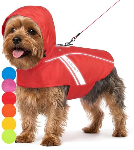 VIVAGLORY Dog Raincoat Wetoff Rain Coat For Dog, XS, Red