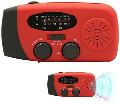 Radio à manivelle,Radio à manivelle | Radio d'alerte portative - Radio solaire AM/FM, 2000mAh, Radio météo, lumière LED, pour survie en intérieur, Camping