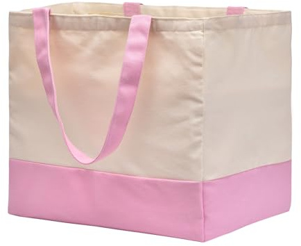 CNaiyunpin Canvas Reusable Grocery Bags Heavy Duty, 8.3 gal Foldable Large Tote Bag with Handles, Holds 60 lbs Canvas Shopping Bags, 1 Pack