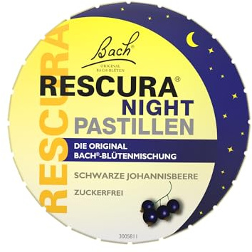 Bach RESCURA NIGHT Bachblüten Pastillen Schwarze Johannisbeere I 50 g I Bachblütenmischung für unterwegs I ehemals Rescue das Original