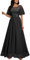 MIUSOL Women's Elegant Flutter Sleeves Lace Sequin Prom Bridesmaids Party Gown Formal Maxi Dress (XX-Large, Black)