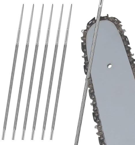 GIUSOBG Lima per Motosega 6 Pezzi Lime Rotonde per Catene di Motosega Ø 5.2mm Manuale Lima Catena Motosega 200mm Affilacatene per Motosega, per Affilatura Lama Motosega