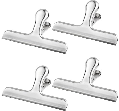 Lot de 4 clips de fermeture pour sachets de 119 mm - Grandes pinces de fermeture de 119 mm - Pour sacs alimentaires, photo, cuisine, maison, école, bureau