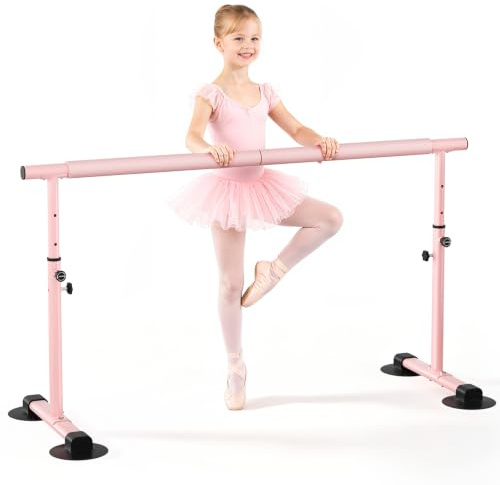 Thalyrnn Freestanding Ballet Barre, 7-Level 64-106 cm Adjustable Dance Barre, Carbon Steel Freestanding Ballet Bar with Anti-Slip Suction Cups for Home Studio & School
