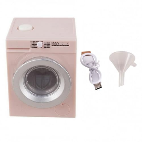 Milageto Mini Lave-Linge Miniature Machine à Laver Électroménager de Maison de Poupée Appareil de Lessive avec Tambour Rotatif et Sons Réalistes pour Cycle, Pink
