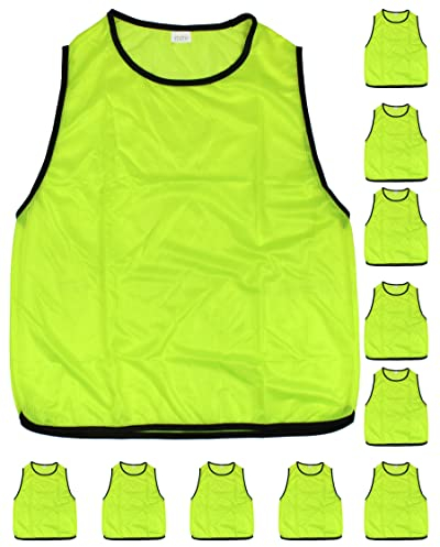 SPORTIKEL24 11 Trainings-Leibchen für Jugendliche – zum Markieren von Mannschaften – Sport Bibs ohne Logo – für Mädels & Jungs (Neongelb)