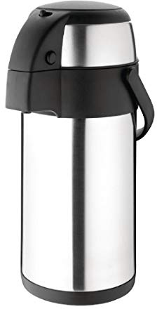Genware 3LAP_PA-(1).3 Insulated Hot and Cold Coffee/Tea Airpot Flask Beverage Pump Dispenser, Stainless Steel, 3L